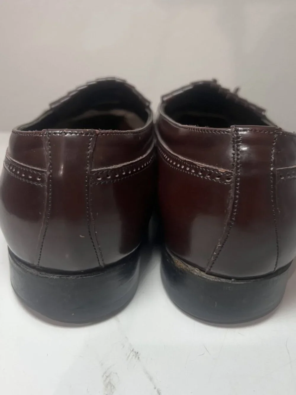 Florsheim Kiltie Tassel Loafers Mens 9.5 Burgundy Leather Wingtip Brogue
